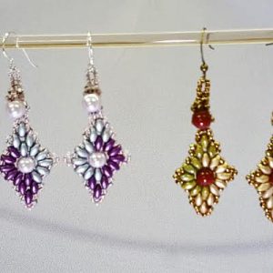 diamond-earrings_superduos-swarovski-pearls_beadology-iowa diamond-earrings_superduos-swarovski-pearls_beadology-iowa