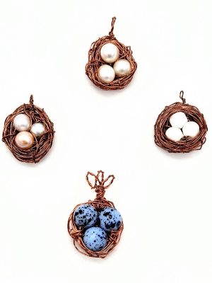 Bird's Nest Wire Pendant--great Mother's Day Gift