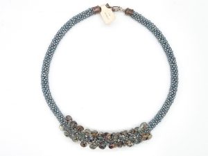 Kumihimo Necklace with Boro Drops