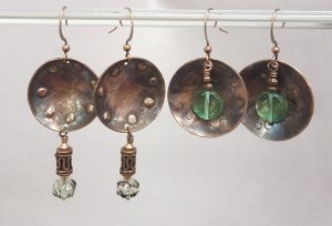 cupped-copper-earrings-metalwork-dapping_Beadology-Iowa Cupped Copper Earrings through Kirkwood Community College