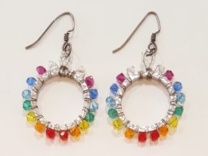 Rainbow Wire Wrapped Earrings