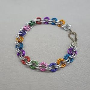 Pride Fest Make and Take:  Rainbow Chain Maille Bracelet