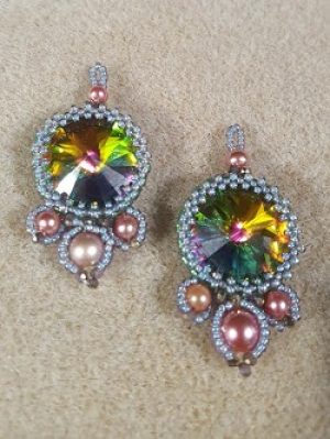 Embellished-Bezeled-Rivoli_Beadology Iowa Embellished Crystal Beaded Earrings