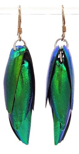 Emerald Beetle Wing Earrings