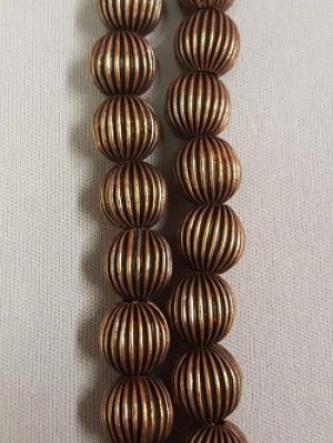 Copper-corrugated_Beadology-Iowa Corrugated 10mm Copper Round Strand