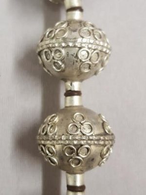 Morrocan-ornate-rounds-1_Beadology-Iowa Nickel and Fine Silver Hollow Ornate Bead Strand I