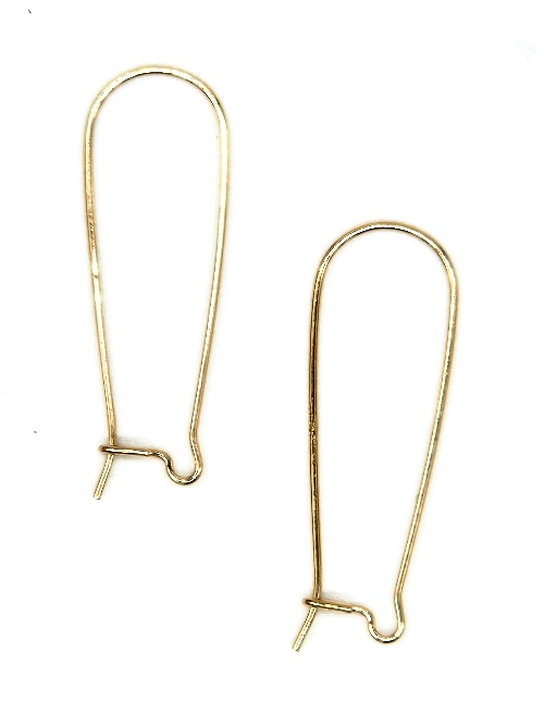 30mm brass kidney earring hooks - Silver - Nickel free, lead free and