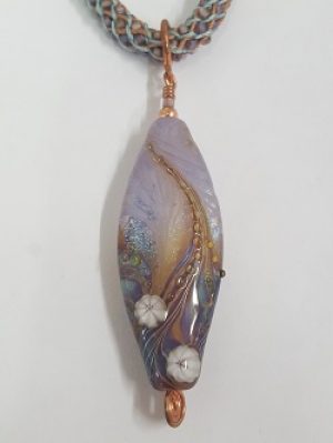 Joyce-Horn_Lampwork-closeup_Beadology Iowa Kumihimo Necklace with Joyce Horn Lampwork