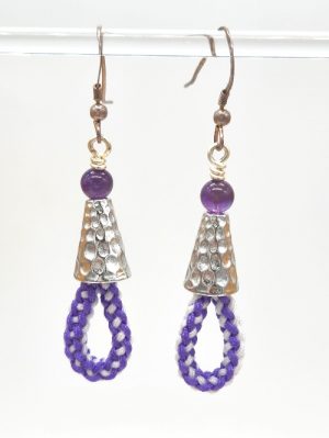 Purple and White Earrings