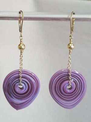 Lampwork-Flapjack-Purple_Earrings_Beadology-Iowa Purple Flapjack Earrings