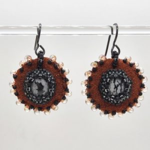 Snowflake Obsidian Embroidered Earrings