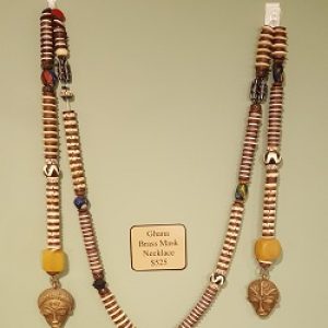 Ghans-Brass-Mask_Necklace_Beadology-Iowa Ghana Brass Mask Necklace