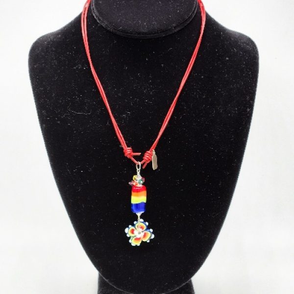 Lampwork-Flower-Swarovski_Pridewear_Beadology-Iowa_01 Pridewear Art Bead Flower Necklace