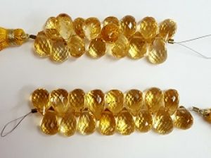 Citrine-Facted-briolettes_Strand_Beadology-Iowa Citrine Faceted Briolettes