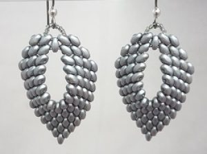 Superduo-Leaf-Earrings_Beadology-Iowa Superduo Leaf Earrings through Kirkwood