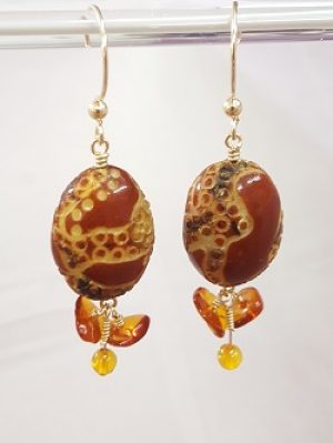 Carved Baltic Amber Earrings