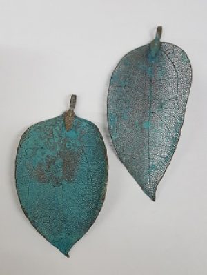 Copper Plated Rubber Tree Leaf Pendant