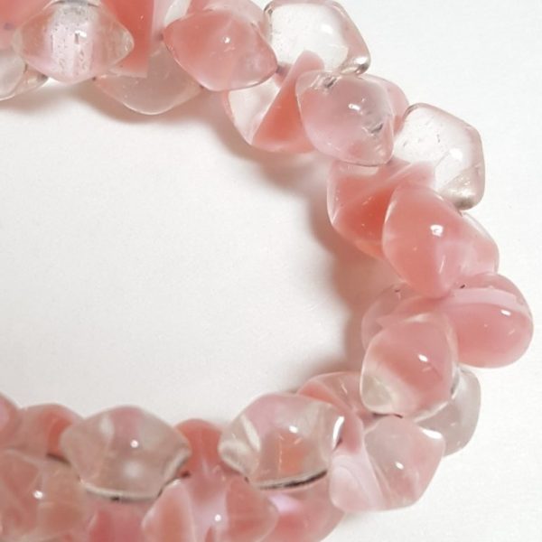 Vintage Glass Strand:  Pink and Clear Barbells
