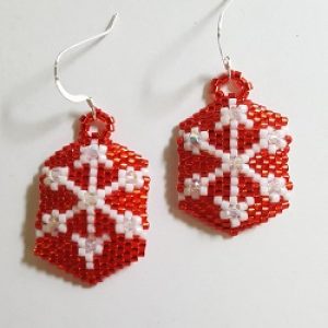 Snowflake-Earrings_peyote_Beadology-Iowa New Class! Gyrls Night Out: Snowflake Earrings