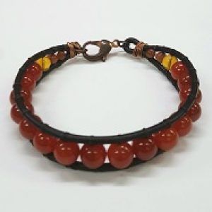 Wrapped-Bracelet_carnelian_mens_Beadology-Iowa Carnelian Bracelet