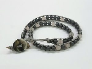 Wrapped Stone Bracelet--Rose Quartz & Hematite