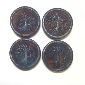 Raku_Tree-of-Life_coin_Beadology-Iowa Raku Tree of Life Coin