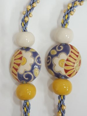 Kumihimo-ceramic_Golem-Studio_Laurel-Kubby_closeup1_Beadology-Iowa Ceramic Flower Kumihimo Necklace