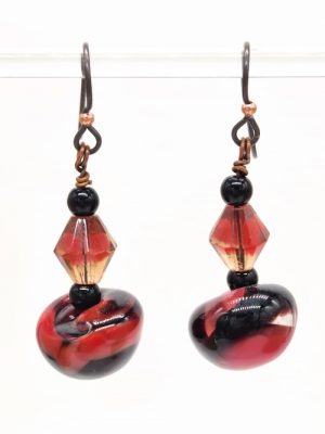 Red & Black Art Bead Earrings
