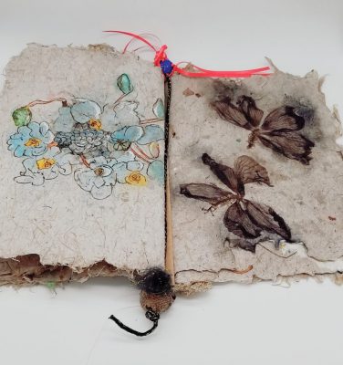 Jeanine-Redlinger_Bead-Challenge-2021_Beadology-Iowa Bead Challenge 2021--Jeanine Redlinger's "Handmade Paper (Cottonwood Tree) Book"