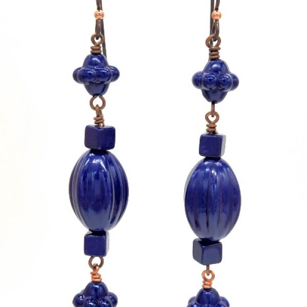 blue-resin-earrings_beadology-iowa Vintage Blue Resin Dangle Earrings