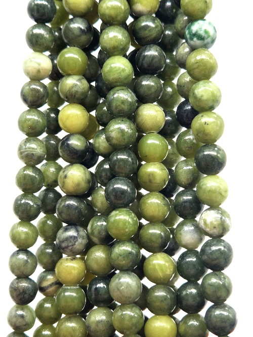 8mm Round Jade Stone Bead - Deep Green