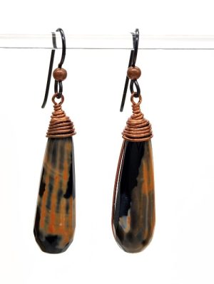 Sardonyx Earrings with Copper Wrap