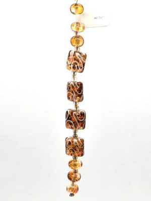Square Amber Lampwork with Swirls and Waves