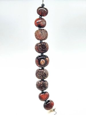 Textured Black and Brick Lampwork Beads