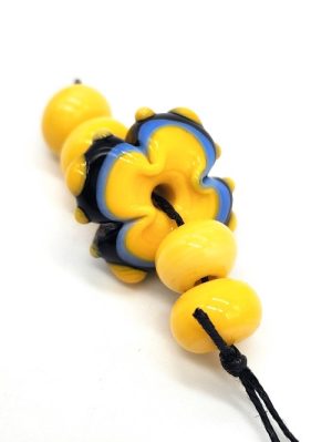 Yellow Lampwork Rondels with Dotted Flower
