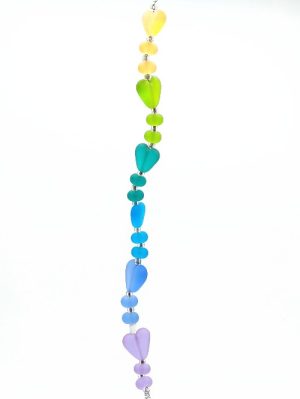 Matte Cool Rainbow Lampwork Hearts and Rondels