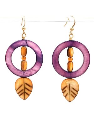 Mother of Pearl Leaf and Ring Earrings