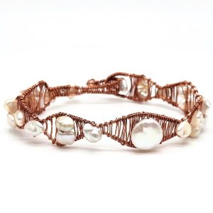 Pearl and Copper Wrapped Bracelet