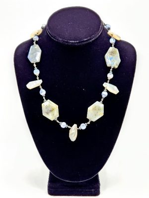 Labradorite, Blue Lace, and Chalcedony Necklace
