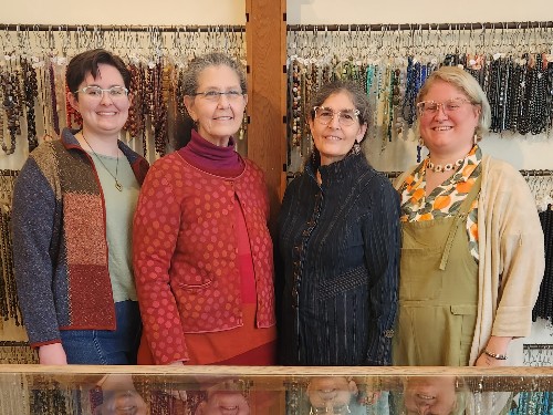 Beadology Iowa is staffed by Emma Hodges, Laurel Kubby, Karen Kubby, and Alyssa Jakowchuk.