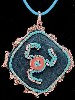 Abstract Bead Embroidery Pendant