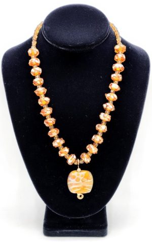 Honey Amber Art Glass Necklace
