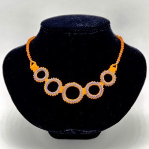 orange-and-blue-peyote-rings-necklace_beadology-iowa_01 Orange and Blue Peyote Rings