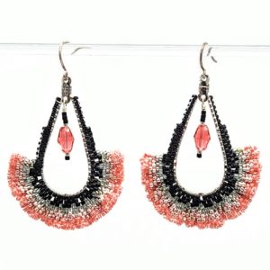 teardrop-ruffle-earrings-beadology-iowa_01 Tear Drop Ruffle Earrings in Pink and Black