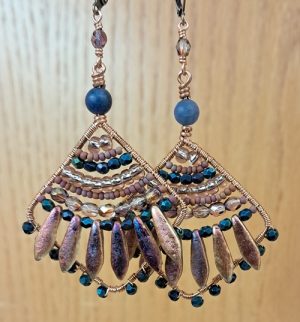 New Class! Wire Wrapped & Beaded Fan Earrings