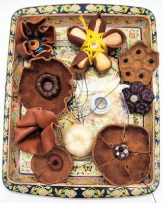 Bead Challenge 2025--Kristen Rummelhart's "Leather Molded Flower Experiment"